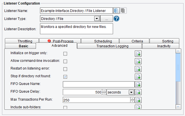 Directory Adapter (Listener) Advanced Configuration Options