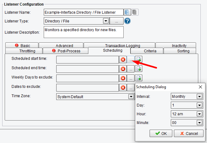 Directory Listener Scheduling Options in PilotFish Interface Engine 