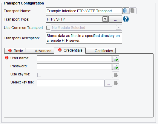 FTP/SFTP Credential Configuration Options in PilotFish Middleware