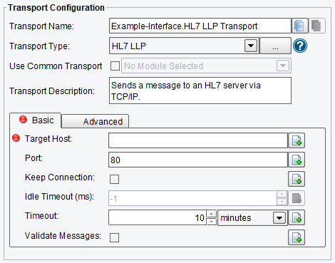 HL7 LLP Transport Basic Configuration Options