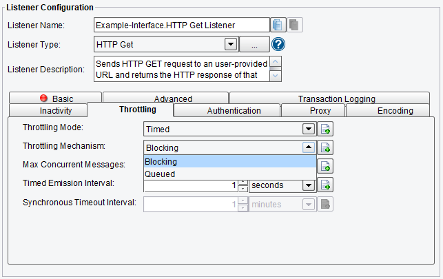 Throttling Configuration Options for HTTP GET Adapter or Listener in PilotFish Integration Engine