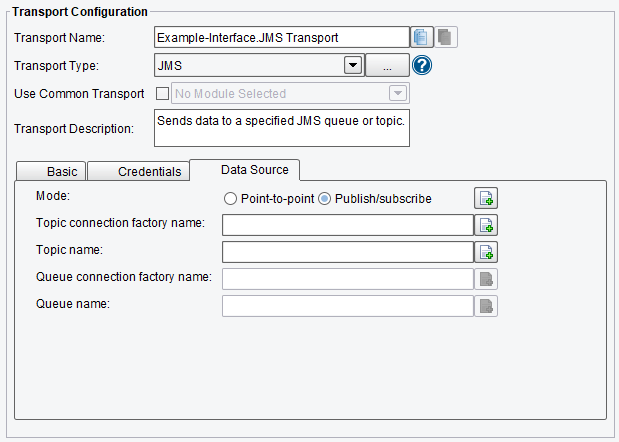 JMS Topic and Queue Configuration Fields