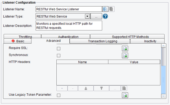 RESTful Web Service Listener Advanced Configuration Options in PilotFish Engine