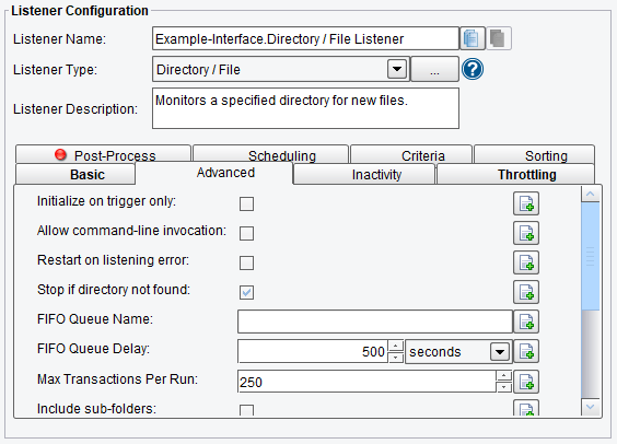 Directory Adapter (Listener) Advanced Configuration Options