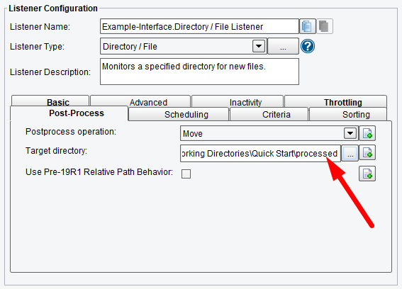 Directory Listener (Adapter) Post-Process Target in PilotFish Interface Engine