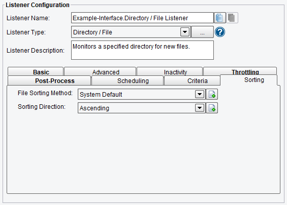 Directory Listener Sorting Options in PilotFish Integration Engine