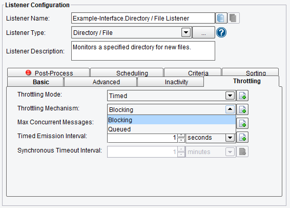 Throttling Configuration Options for Directory Adapter or Listener in PilotFish Integration Engine