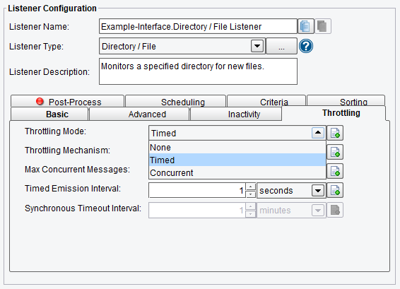 Directory/File Listener Throttling Mode Selections