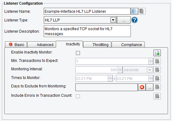 HL7 LLP Listener Inactivity Options