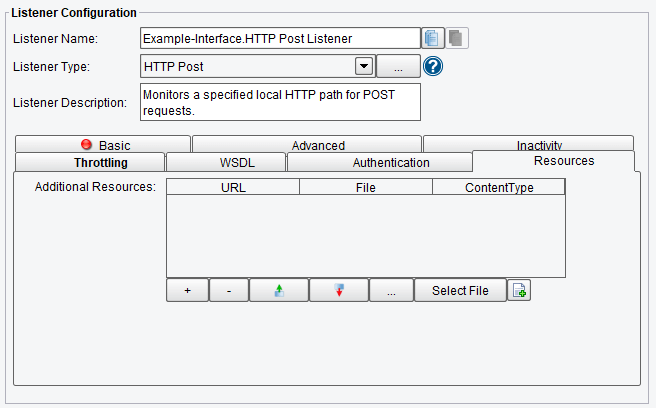 HTTP POST Listener/Adapter Additional Resource Configuration Options