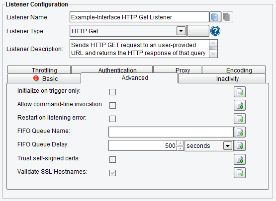 HTTP GET Advanced Listener Configuration Advanced Options