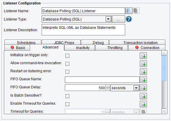 SQL Polling Listener Advanced Options in PilotFish Integration Engine