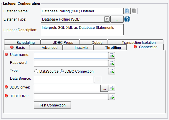 SQL Polling Listener Connection Configuration Options in PilotFish Software