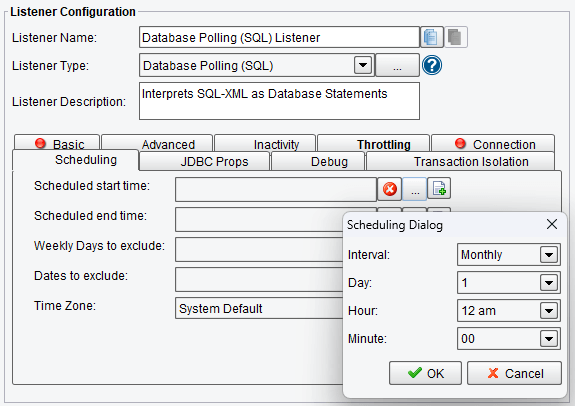 SQL Polling Scheduling Options in PilotFish