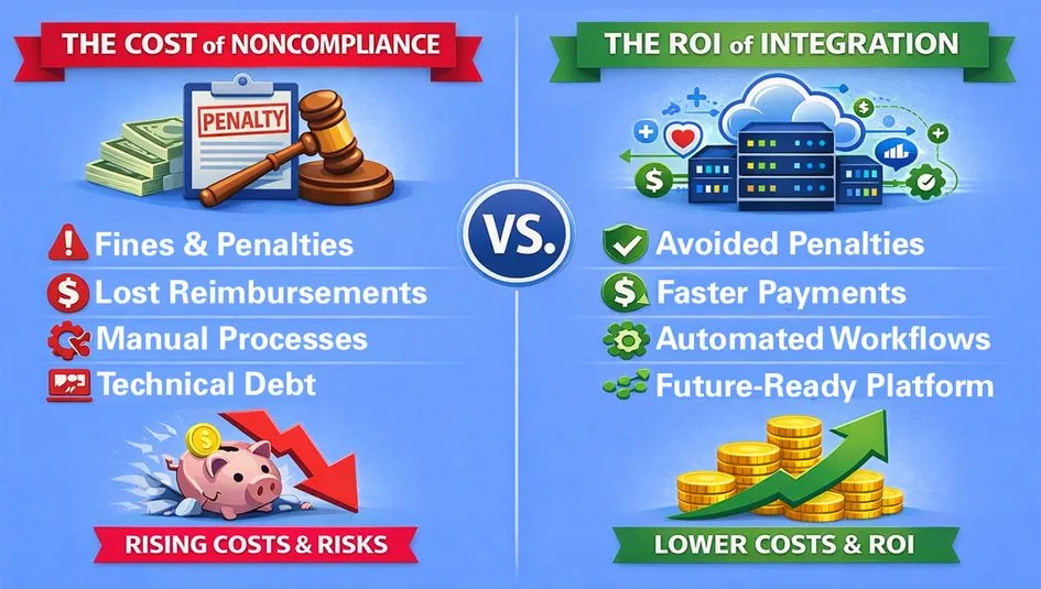 CMS compliance ROI chart showing integration cost savings