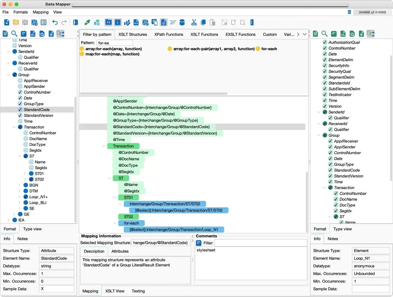 EDI X12 180 transaction example in PilotFish Data Mapper
