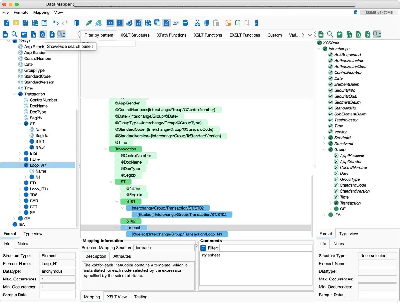 EDI X12 810 transaction example in PilotFish Data Mapper