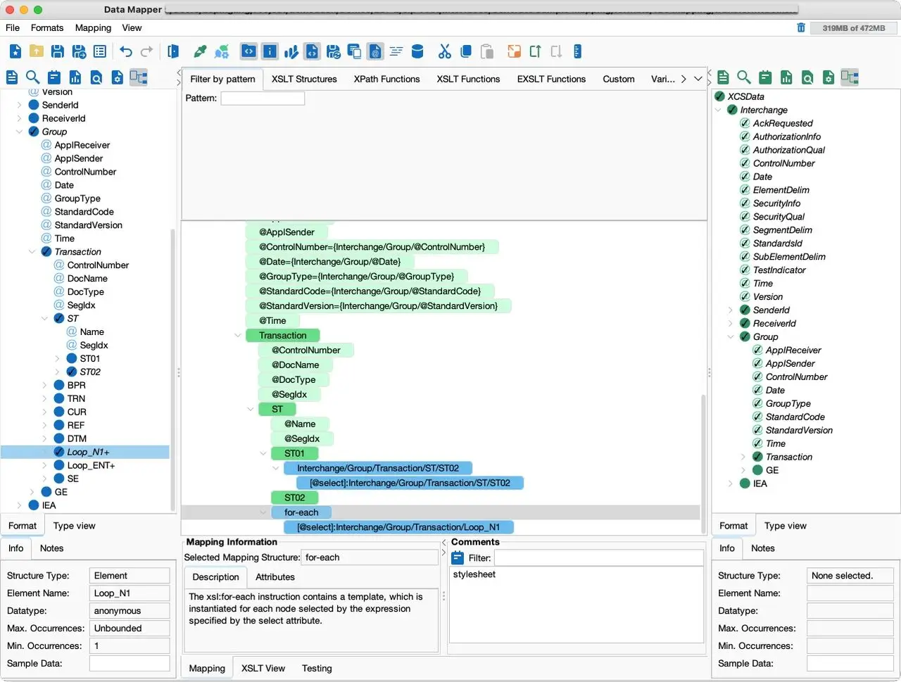 EDI X12 820 transaction example in PilotFish Data Mapper