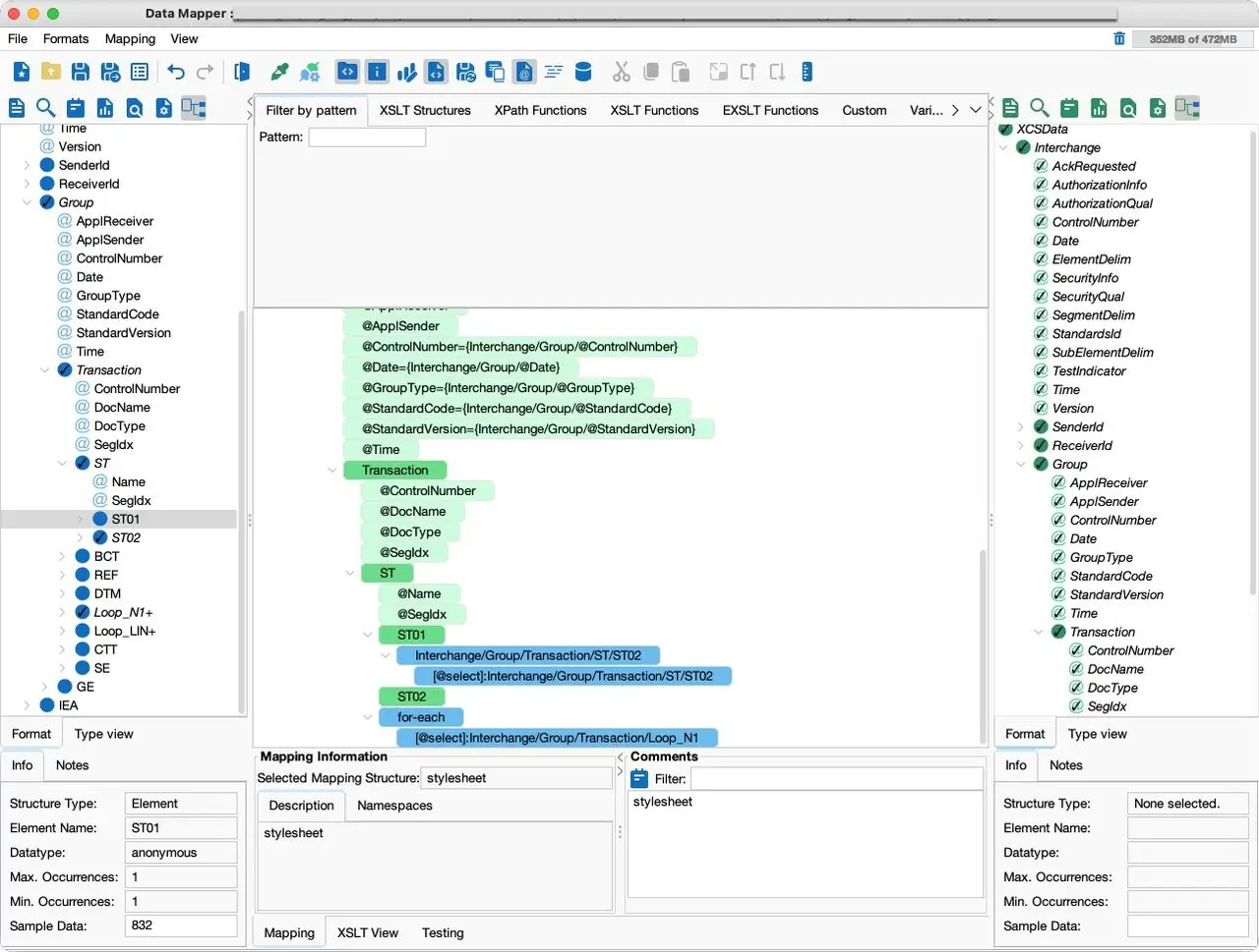 EDI X12 832 transaction example in PilotFish Data Mapper