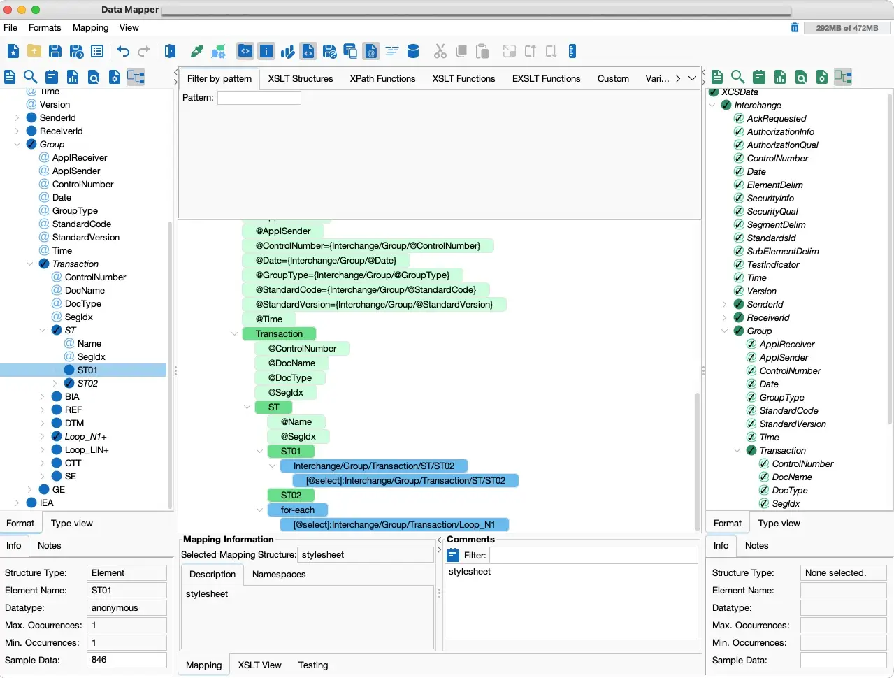 EDI X12 846 transaction example in PilotFish Data Mapper