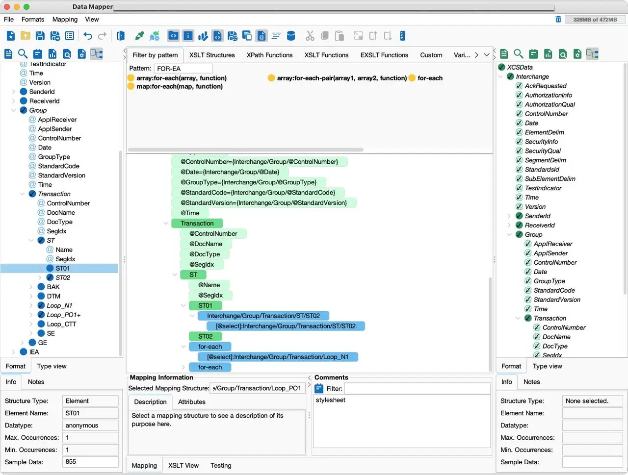 EDI X12 855 transaction example in PilotFish Data Mapper
