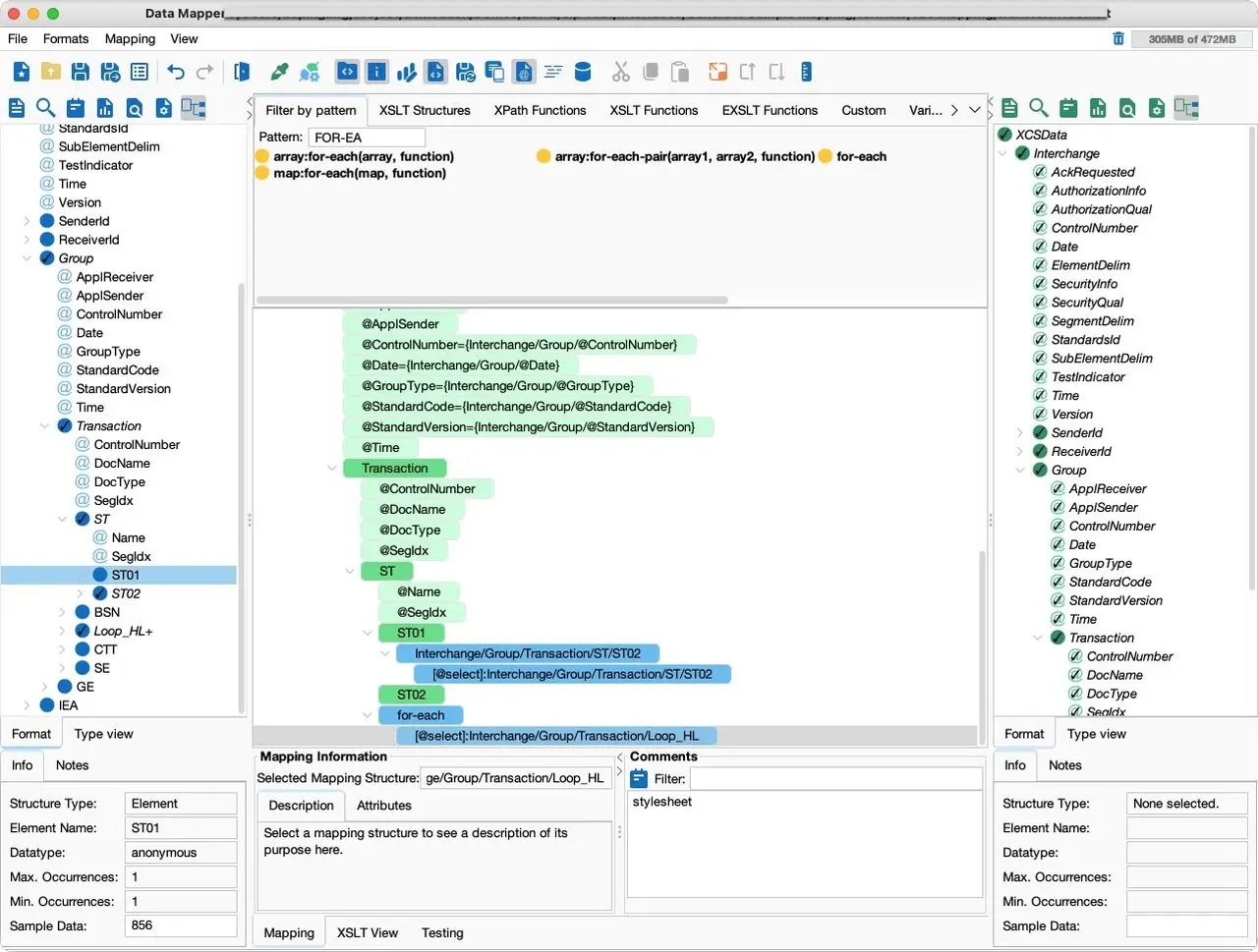 EDI X12 856 transaction example in PilotFish Data Mapper