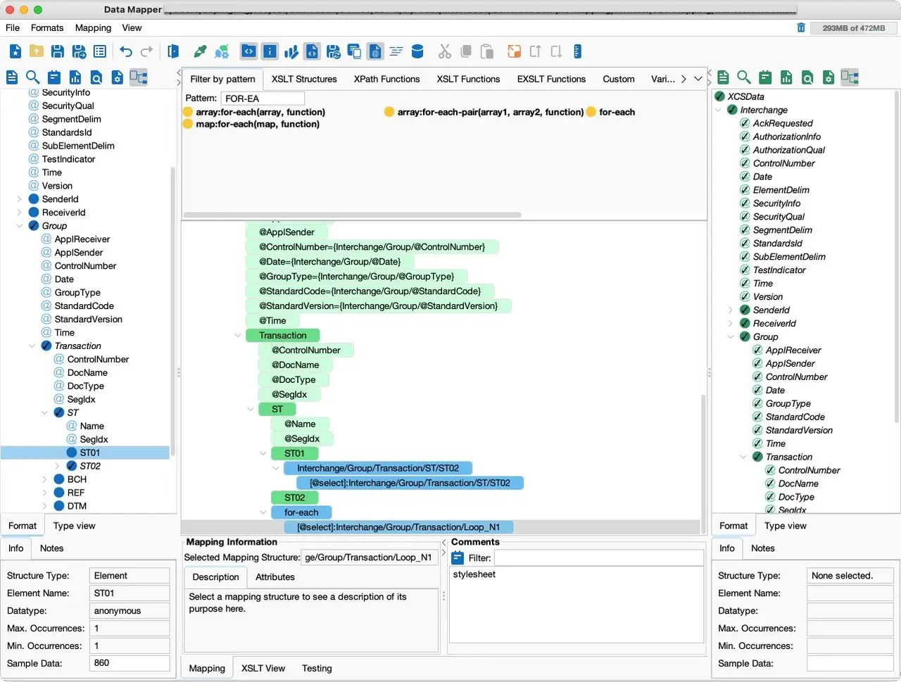 EDI X12 860 transaction example in PilotFish Data Mapper