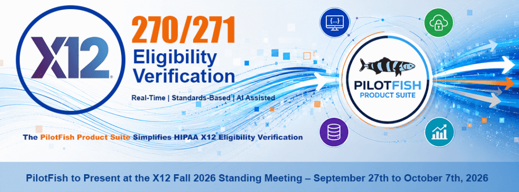PilotFish HIPAA X12 270/271 real-time eligibility verification demonstration for the X12 Fall 2026 Standing Meeting